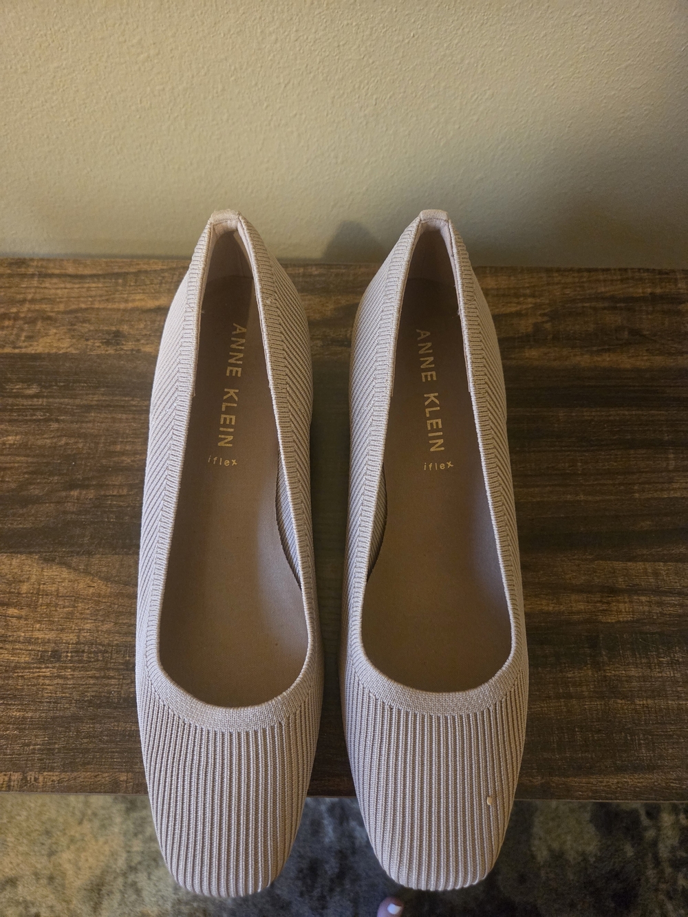 Anne Klein Women's Knit Ballet Flats in Beige